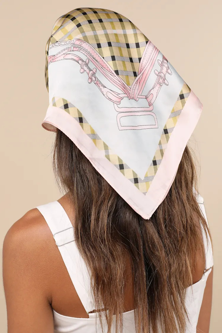 Marleena Yellow Multi Plaid Satin Scarf | Lulus