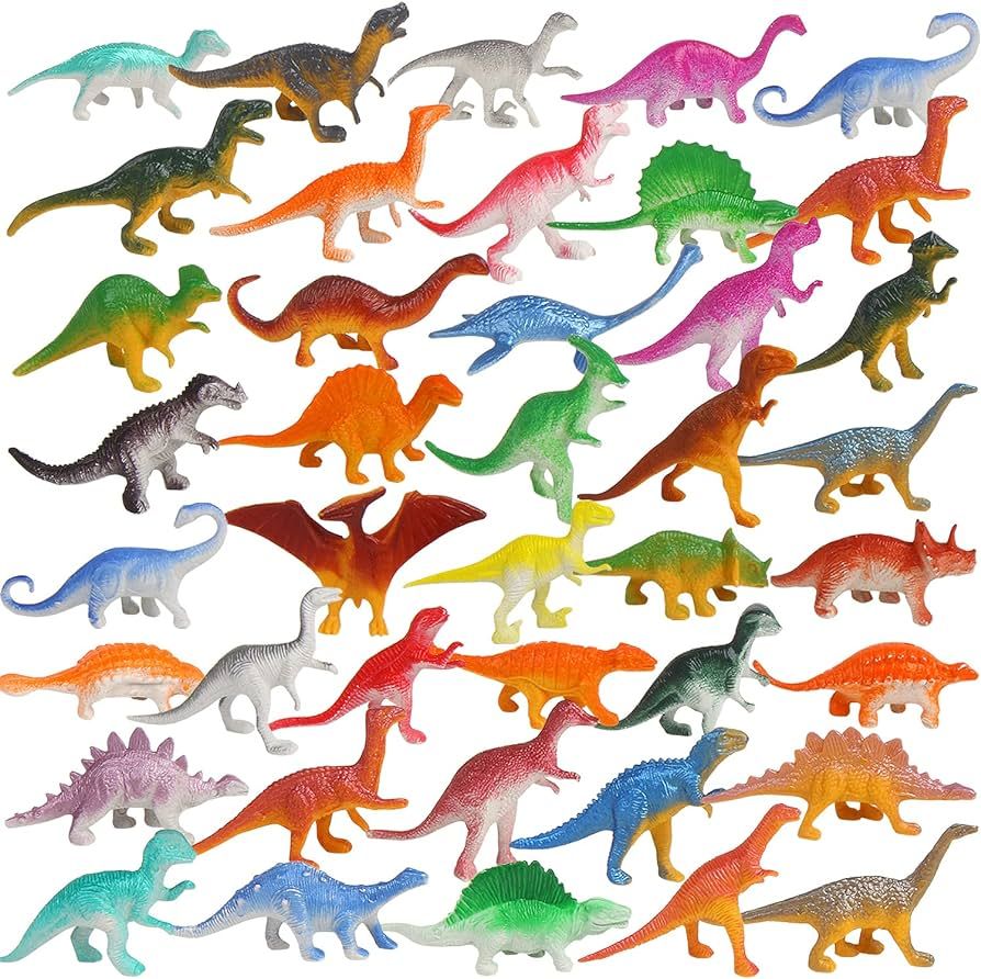 FINGOOO 39 Piece Mini Dinosaur Figures,Assorted Vinyl Plastic Dinosaur Toys for Easter Gifts Dino... | Amazon (US)