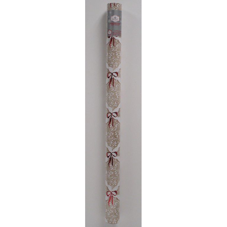 Beige Lattice and Red Bows Premium Christmas Wrapping Paper, 25 sq ft, by Holiday Time | Walmart (US)