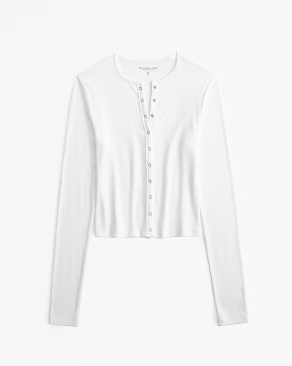Long-Sleeve Featherweight Rib Henley Top | Abercrombie & Fitch (US)