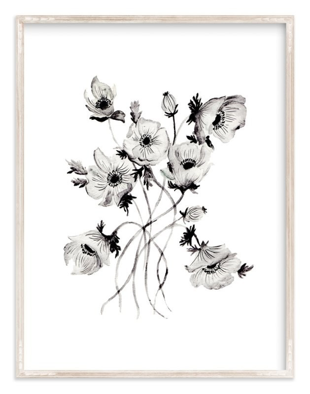 Greyscale Poppies | Minted