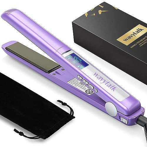 Wavytalk Pro Hair Straightener, 100% Pure Titanium Flat Iron for Easy Glide, Straightener and Curler for All Hairstyles, Dual Voltage (Purple) | Amazon (US)