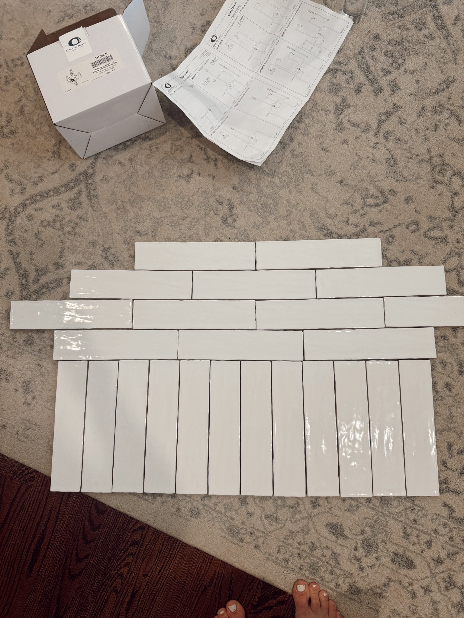 Laying out tile for bathroom. Love this tile! It comes a few great colors and options

#LTKHome
