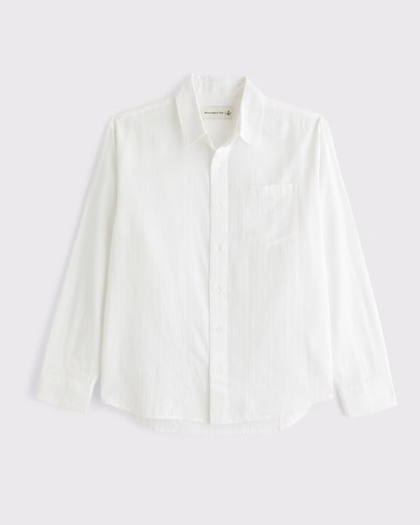 Garment-Dye Textured Button Up Shirt | Abercrombie & Fitch (US)