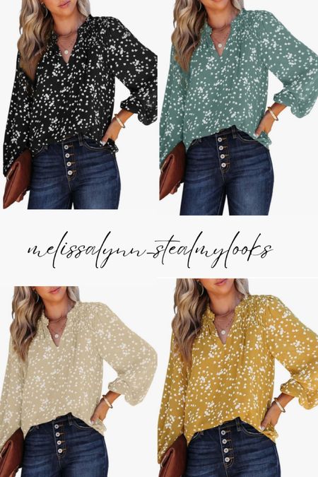 Women's Casual V Neck Alicia Floral Print Smocked Long Sleeve Chiffon Blouses Bohemian Top Shirts.

Shop my favorites at Melissa Lynn Steal My Looks.

#LTKFindsUnder50 #LTKSaleAlert #LTKStyleTip