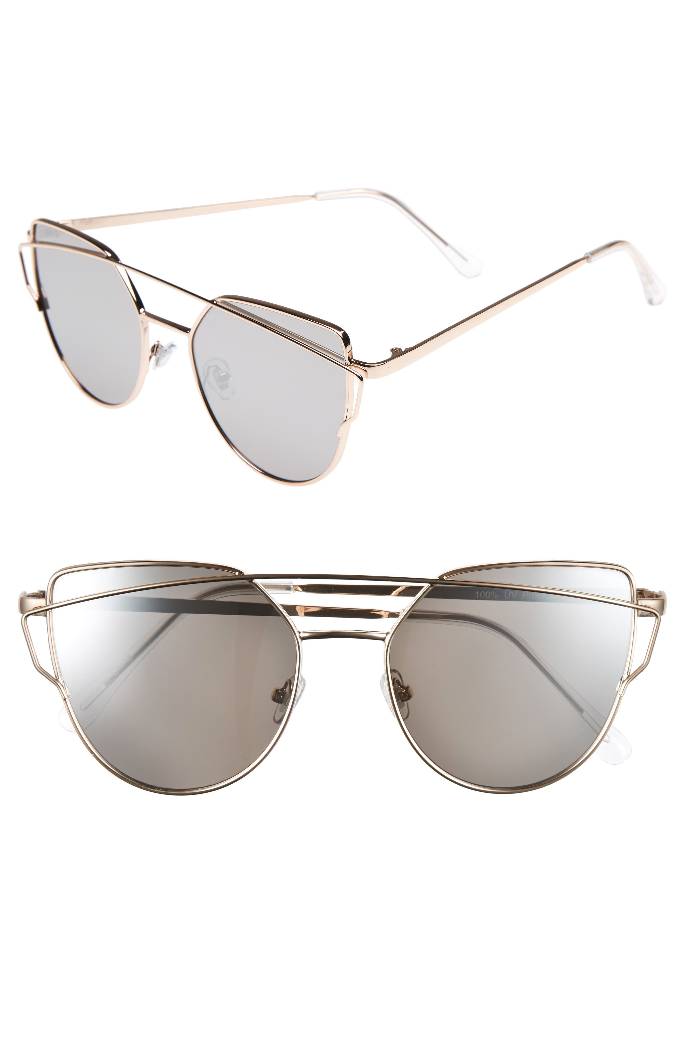 51mm Thin Brow Angular Aviator Sunglasses | Nordstrom