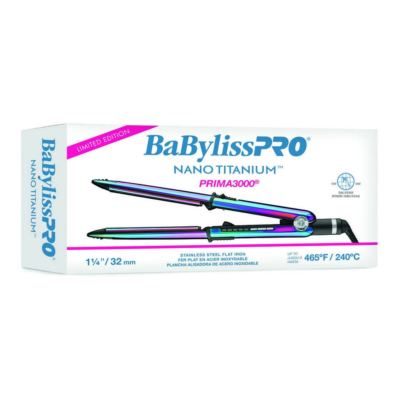 BabylissPRO Nano Titanium Limited Edition Iridescent 1 1/4" Flat Iron, Prima3000 | Walmart (US)