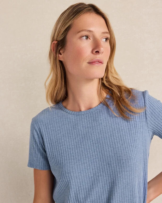 Drapey Rib Knit Short Sleeve Crewneck | Talbots