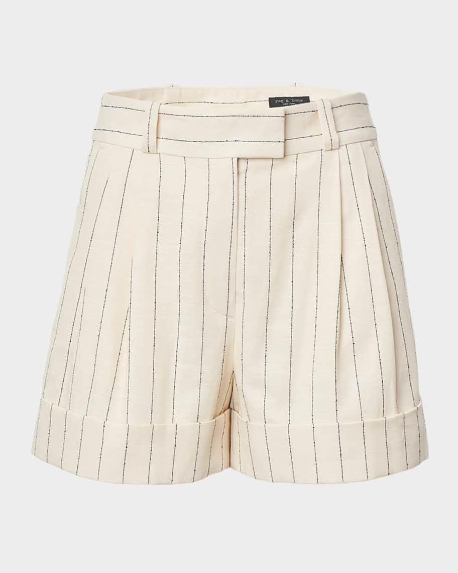 Rag & Bone Neila Pinstripe Linen-Cotton Tailored Shorts | Neiman Marcus