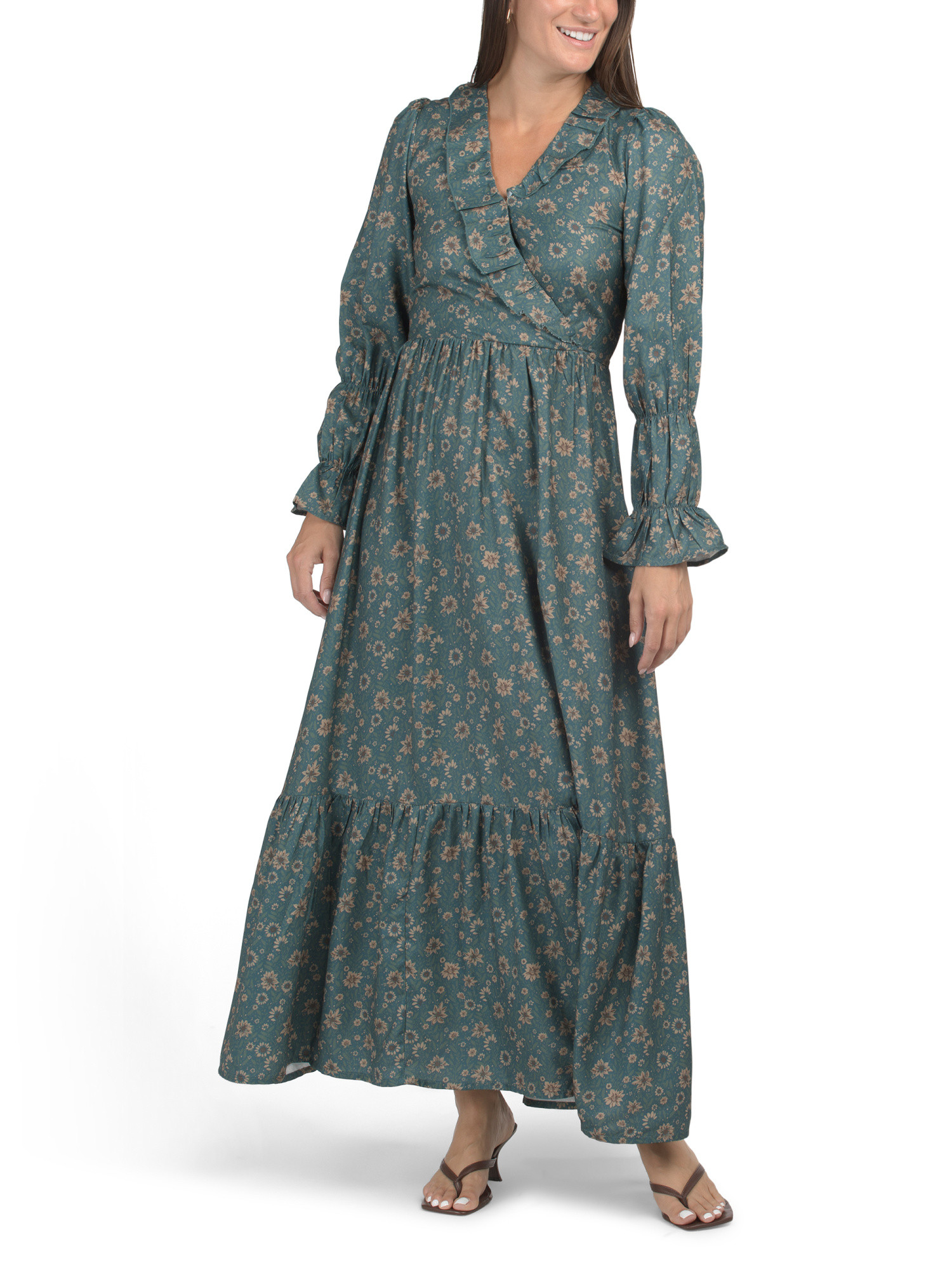 Printed Balloon Sleeve Maxi Dress | Casual Dresses  | Marshalls | Marshalls