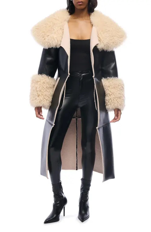 AZALEA WANG Faux Fur Trench Coat in Black at Nordstrom, Size Small | Nordstrom