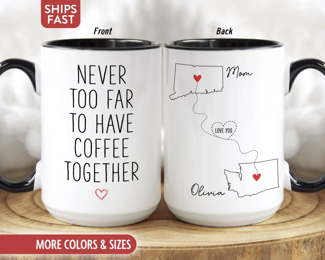 Long Distance Mom Mug, Personalized State to State Coffee Cup, Custom Long Distance Mom Gift for ... | Etsy (Global)