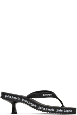 Black Palm Logo Heeled Sandals | SSENSE