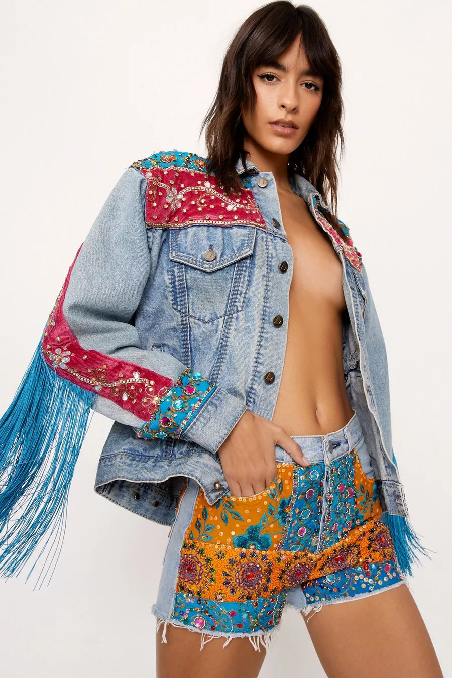 Vintage Rework Embellished Denim Jacket | Nasty Gal (US)