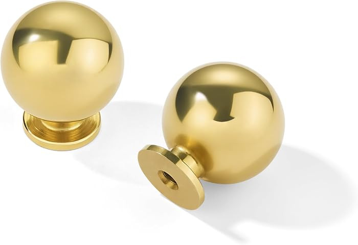 5 Pack 100% Solid Unlacquered Brass Cabinet Knobs Round Ball Real Brass Real Brass Knobs for Dres... | Amazon (US)