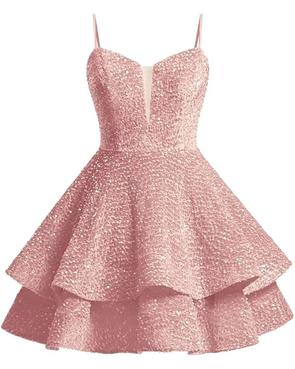 Sparkly Sequin Homecoming Dresses for Teens Sexy Backless Tiered Short Prom Cocktail Dresses 2024 | Amazon (US)