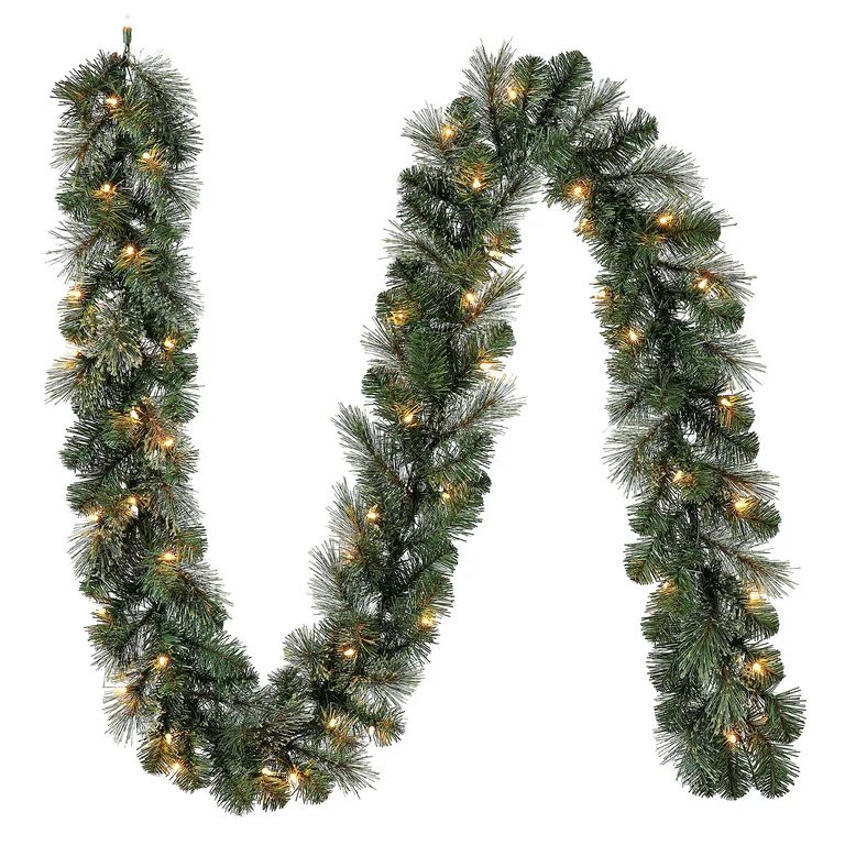 Holiday Time 9' Pre-Lit Liberty Cashmere Artificial Christmas Garland, Clear Incandescent Lights | Walmart (US)