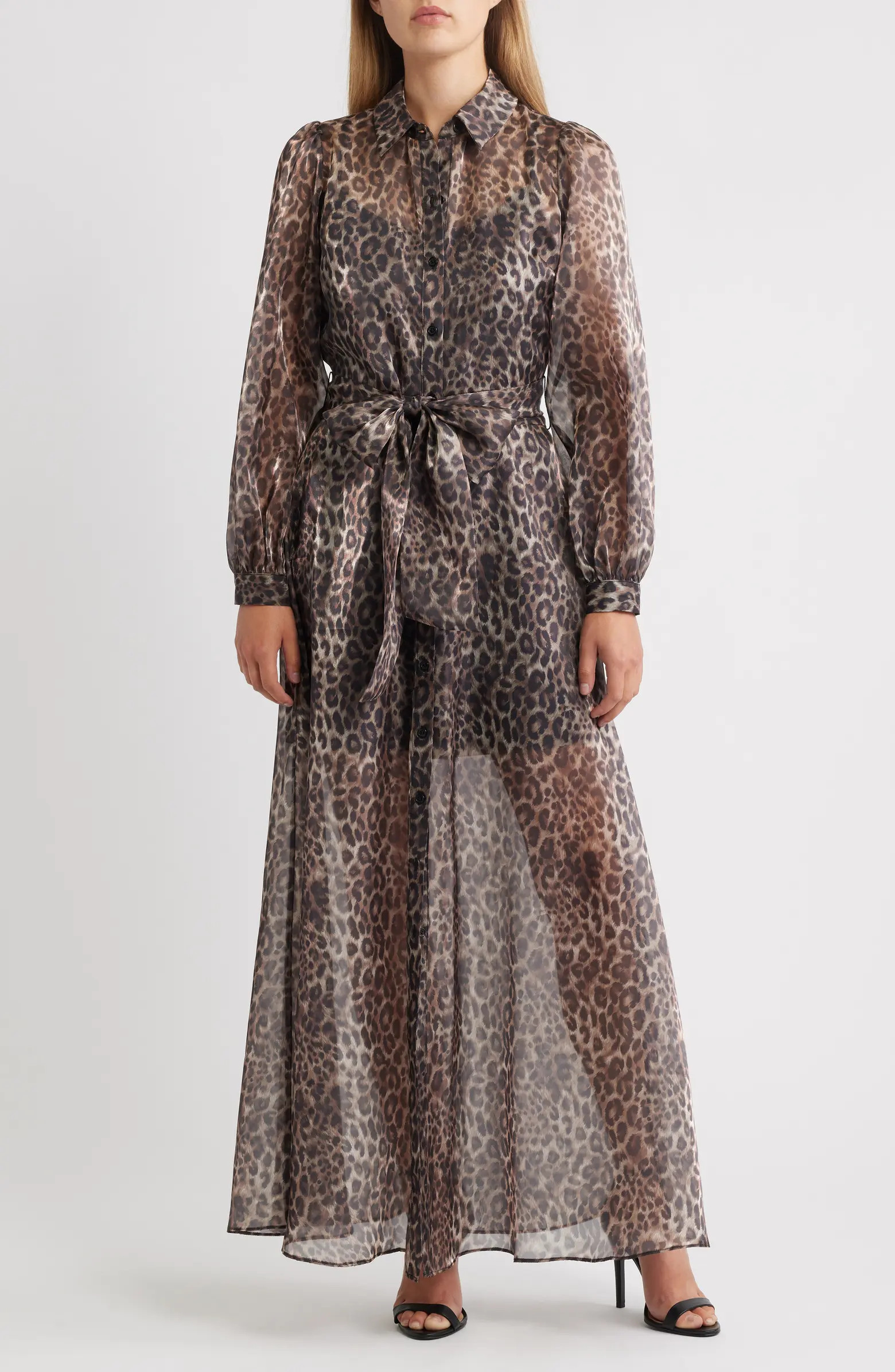 Tie Belt Long Sleeve Maxi Shirtdress | Nordstrom