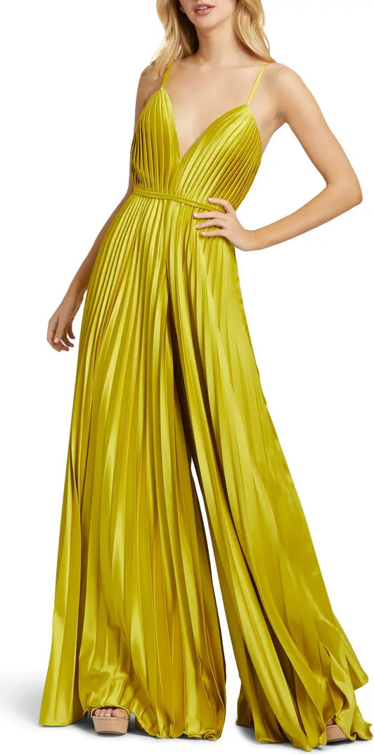 Pleated Satin Wide Leg Jumpsuit | Nordstrom