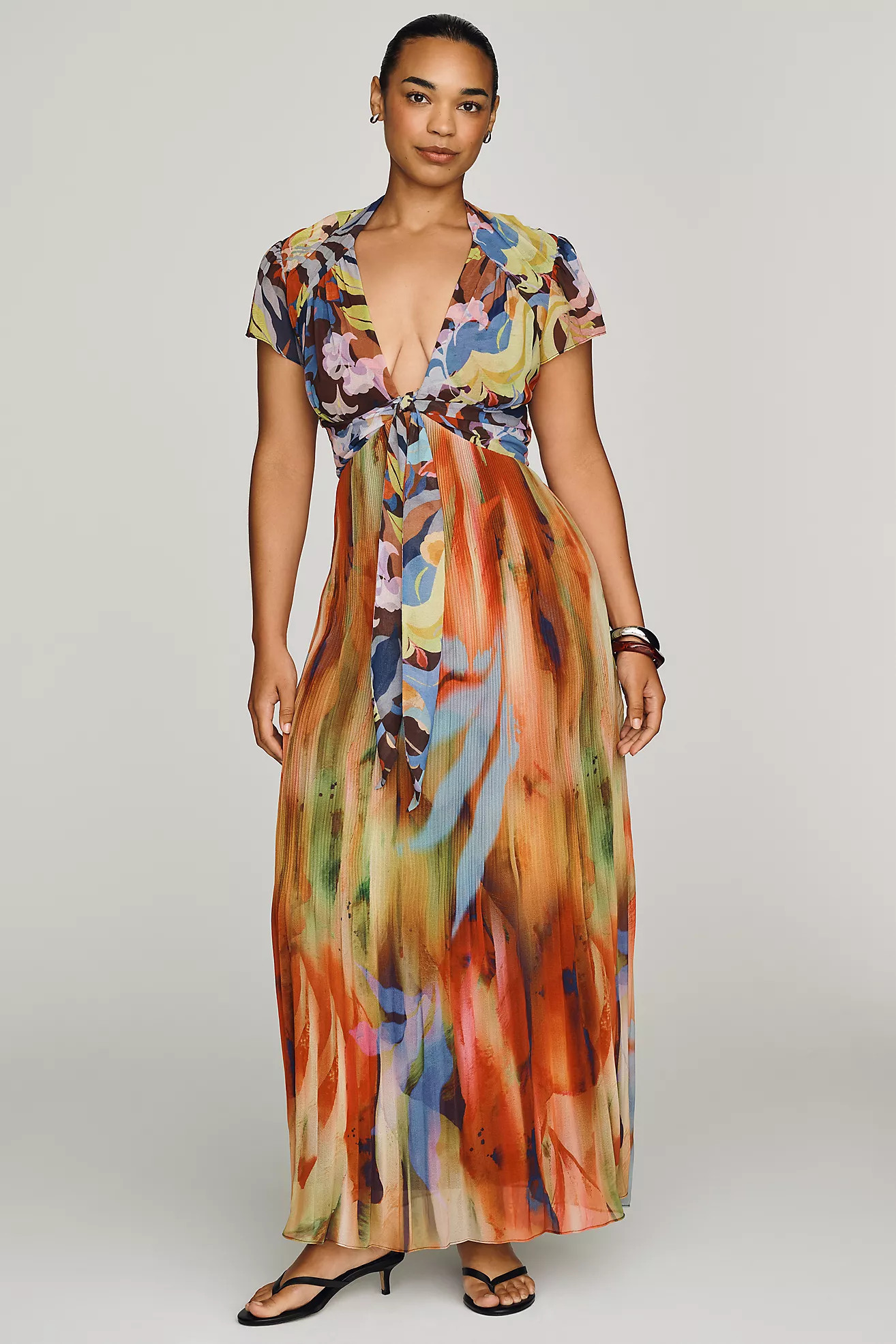 By Anthropologie V-Neck Tie Midi Dress | Anthropologie (US)