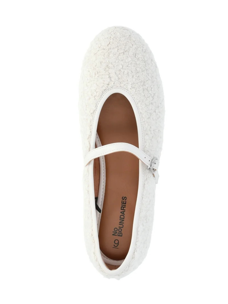 No Boundaries Women's Faux Shearling Mary Jane Flats | Walmart (US)