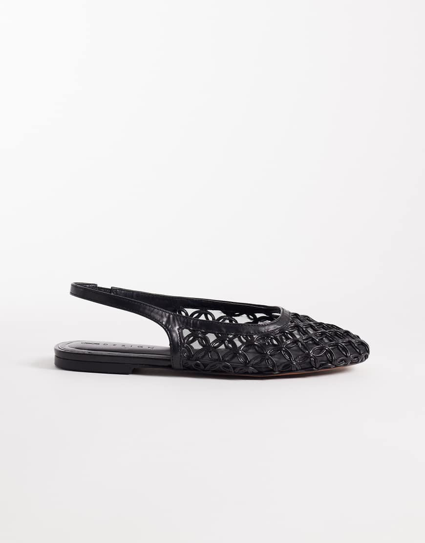 ASOS DESIGN Lure woven detailing slingback ballet flats in black | ASOS (Global)