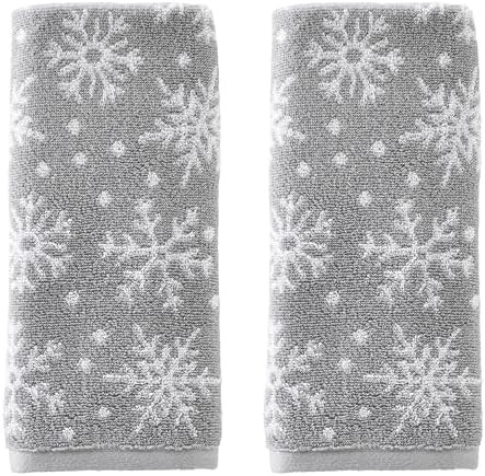 SKL Home Winter/Christmas Scattered Snowflakes Hand Towel 2pc Set for Bath/Kitchen/Bar & Gift, Gr... | Amazon (US)