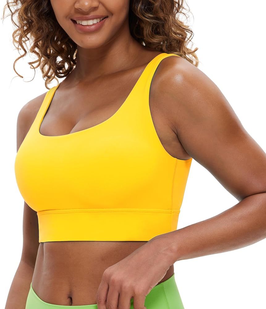 CRZ YOGA Butterluxe Womens U Back Sports Bra - Scoop Neck Padded Low Impact Yoga Bra Workout Crop... | Amazon (US)