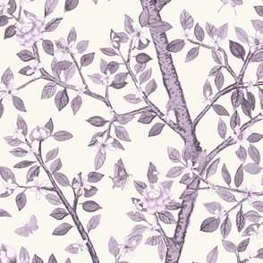 Violet on Cream Elsie's Garden Wallpaper bydanika_herrick | Spoonflower