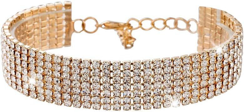 YINLI Charm Crystal Adjustable Bracelet Bangle Fashion Bridesmaid Bridal Jewelry Silver and Gold ... | Amazon (US)