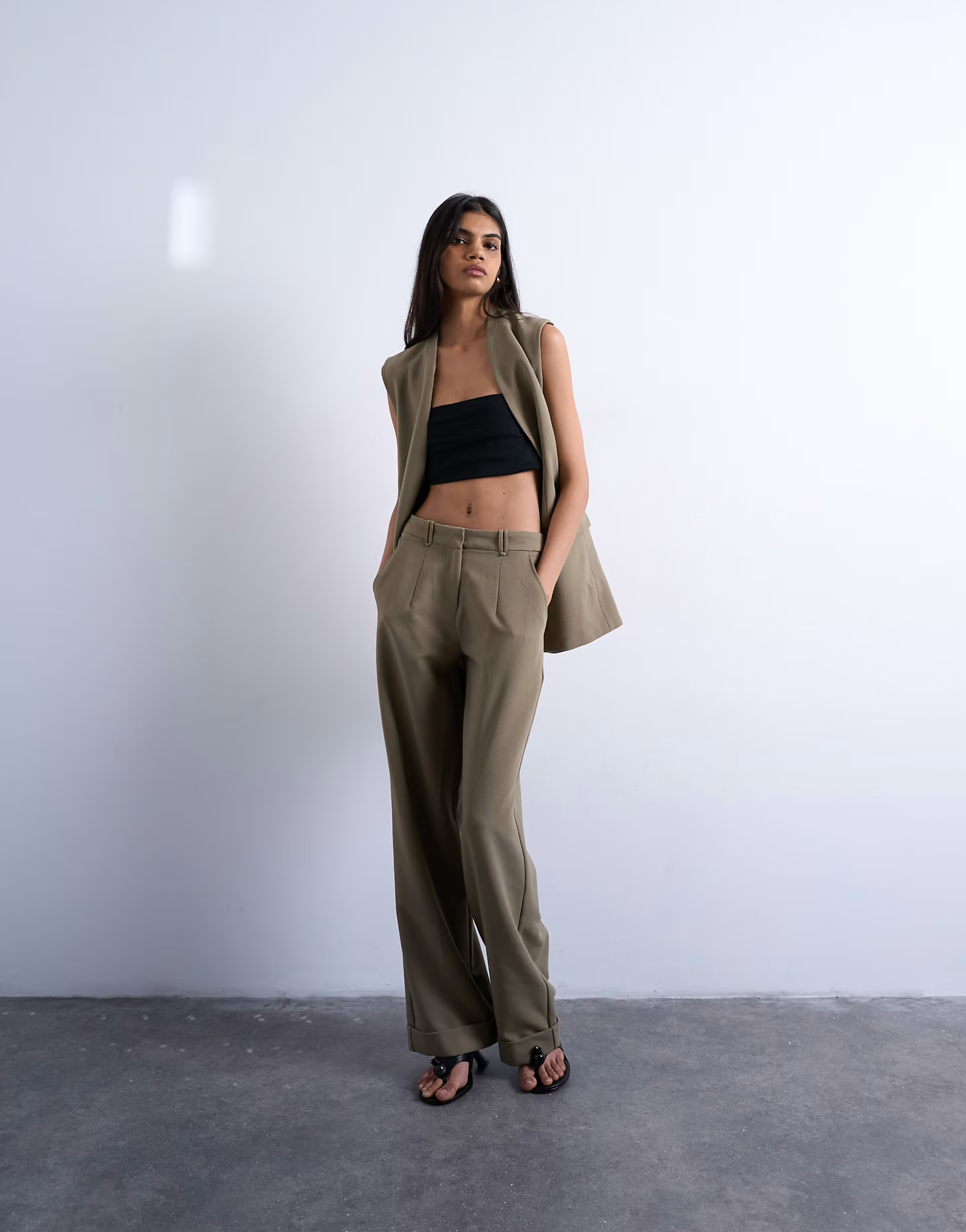 Topshop twill straight leg trouser in mushroom | ASOS | ASOS (Global)