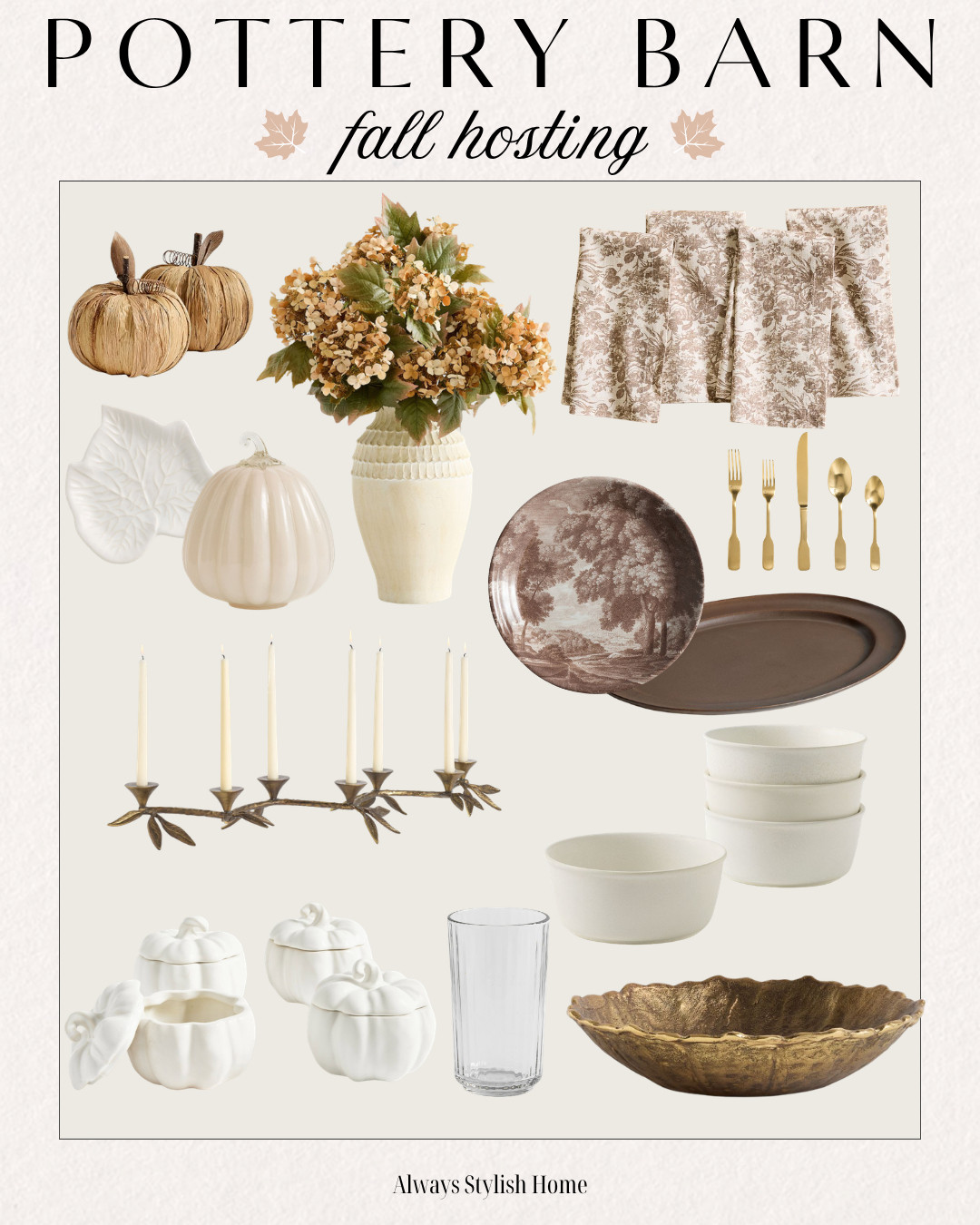Neutral fall hosting inspiration from Pottery Barn 🤎🍂 a mix of warm neutrals, natural textures, cozy fall dinnerware, and timeless seasonal accents for an elevated autumn table. Perfect inspiration for fall hosting, Thanksgiving, or simply making your dining space feel a little cozier for the season. #PotteryBarn #FallTablescape #FallTableDecor #NeutralFallDecor #FallHomeDecor 

 #LTKSeasonal #LTKHome