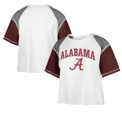 '47 Alabama Crimson Tide NCAA Alabama Tide Serenity Gia Cropped T-Shirt, White, Small | Belk