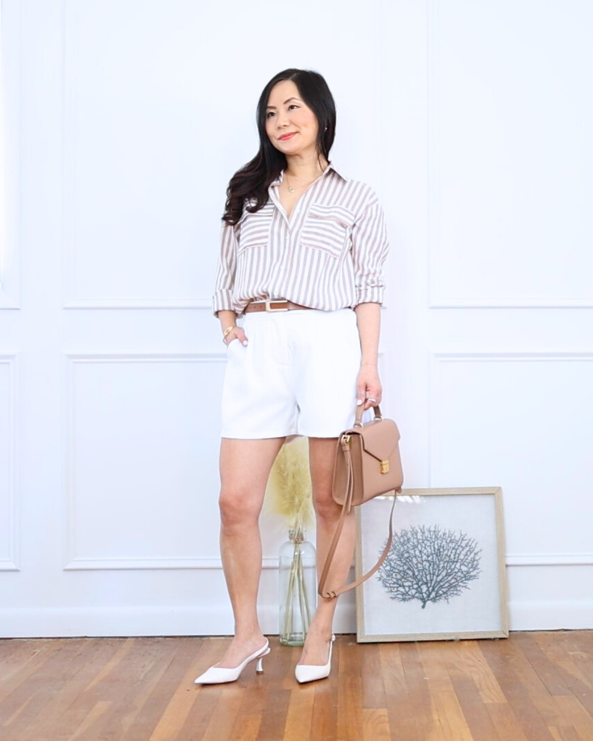 Wearing this stripe shirt and white shorts from Amazon—such an easy and comfy combo for warm days! The fit works well on my petite frame, and the look feels effortlessly pulled together! I’m 5’2, wearing size S.

#LTKOver40 #LTKStyleTip #LTKPetite