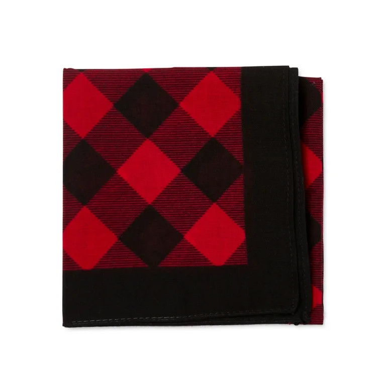 Time and Tru Women's Red Buffalo Check Bandana | Walmart (US)