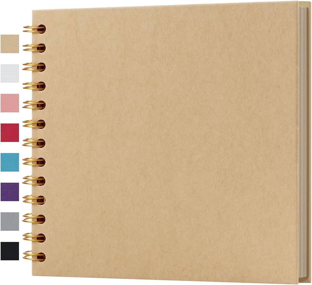 potricher 7 x 7 Inch DIY Scrapbook Album 40 Pages Hardcover Kraft Paper Scrap Book Photo Albums M... | Amazon (US)