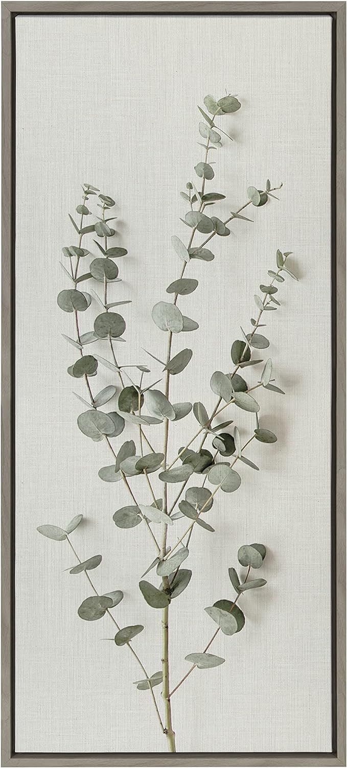 Kate and Laurel Eucalyptus Botanical I Framed Linen Textured Canvas Wall Art by The Creative Bunc... | Amazon (US)