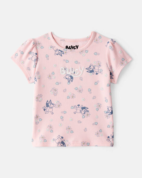 Toddler Girl Bluey Floral Print Short-Sleeve Graphic Tee - Pink | Carter's Inc