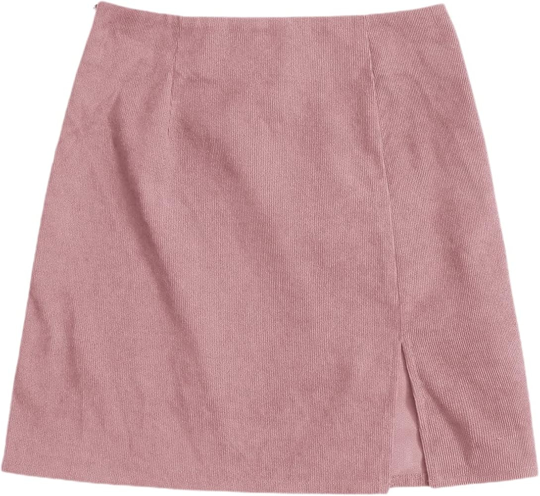 WDIRARA Women's Mid Waist Corduroy A-line Slim fit Button Casual Mini Skirt | Amazon (US)