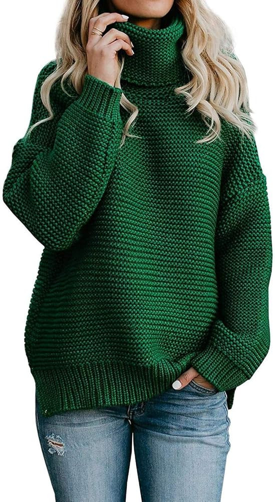 ANFTFH Womens Turtleneck Sweater 2024 Ribbed Knit Top Pullover Sweaters | Amazon (US)