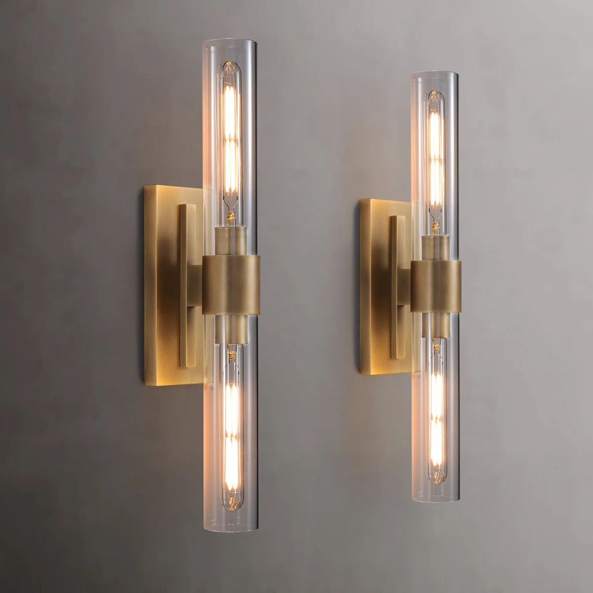 Zolee Luxury Brass Glass Wall Sconces ，Brass Wall Lights for Bathroom Vanity(Including Bulb) (S... | Wayfair North America