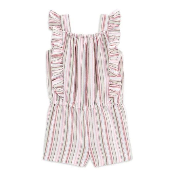 Child of Mine by Carter's Baby and Toddler Girl Linen Stripe Short Sleeve Romper, 12 Months-5T - ... | Walmart (US)