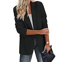 Zeagoo Womens Casual Blazers Pockets Long Sleeve Open Front Work Office Jackets Lapel Button Long Bl | Amazon (US)
