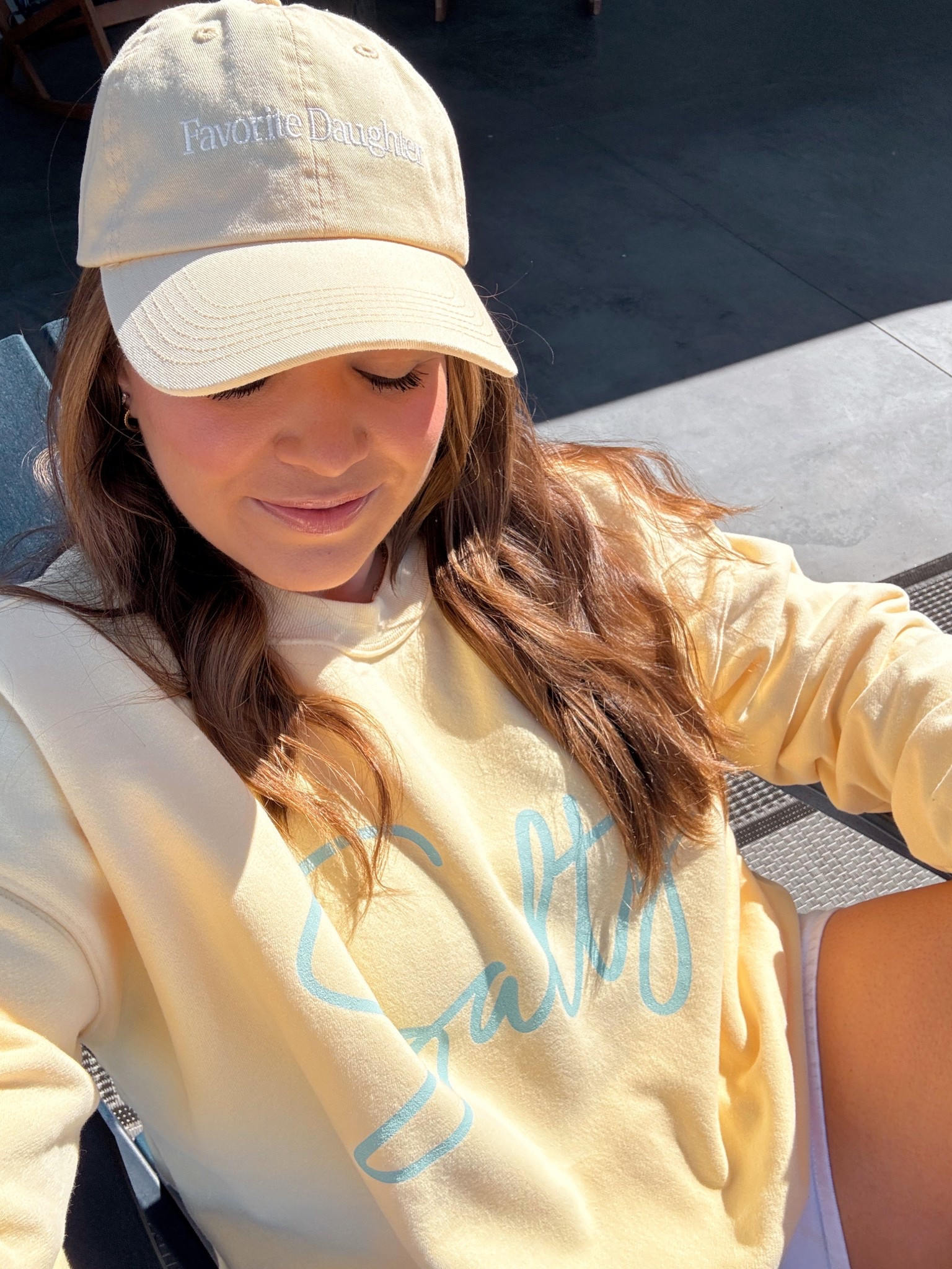 curvy midsize butter yellow spring look! wearing size xl in sweatshirt and size 31 in white denim shorts 

#LTKFindsUnder50 #LTKMidsize #LTKSeasonal