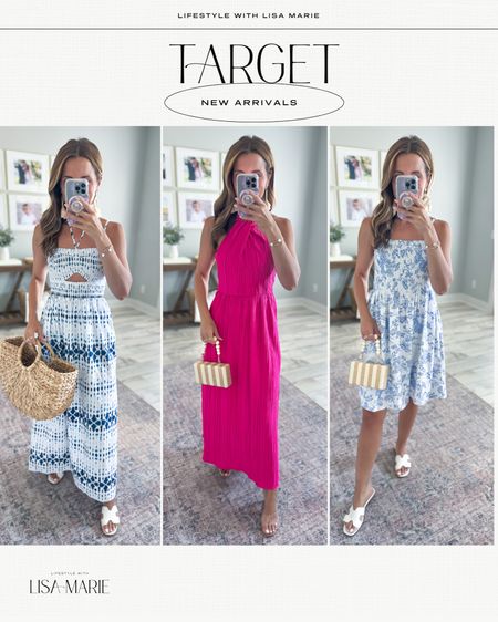 New target summer arrivals! Date night outfits. Target resort wear. Vacation dresses. 4th of July outfits. 4th of July dress. Vacation outfits.  Maxi dresses. Midi dresses. Clear heels are TTS. 

#1: XS and TTS + petite-friendly. Straps are adjustable. 
#2: XS and runs big - I think most of you can size down in this. The back part has elastic around the waist. 
#3: XS and runs big - consider sizing down. Straps are adjustable.


#LTKFindsUnder50 #LTKTravel #LTKShoeCrush