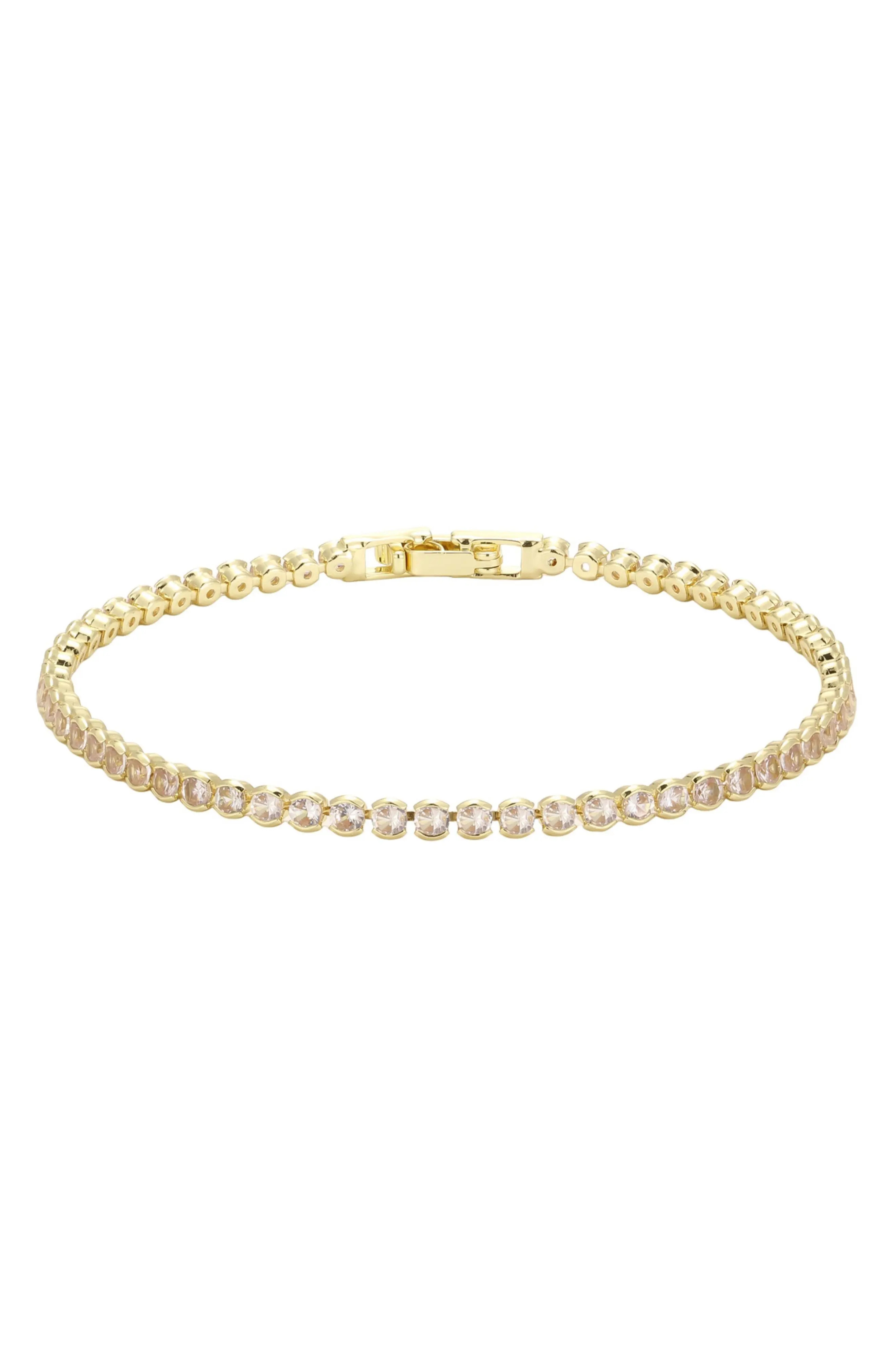 Adornia Rounded Bezel Cubic Zirconia Tennis Bracelet in Gold at Nordstrom Rack | Nordstrom Rack