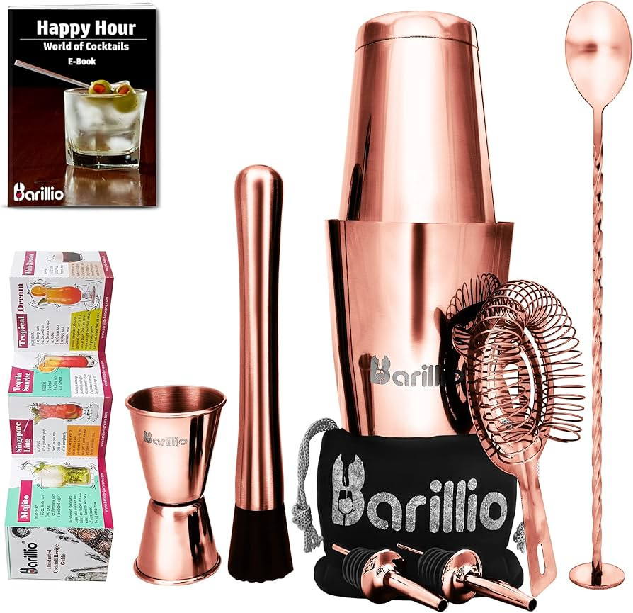 Copper Boston Shaker Cocktail Shaker Set | Professional Bartender Kit with Weighted Martini Mixer... | Amazon (US)