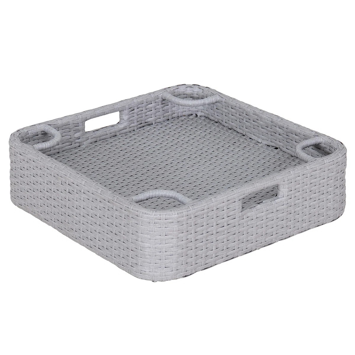 Sunjoy Wicker Floating Tray 24x24 inch  Aluminum Frame Pool Tray Swimming Floating Serving Tray f... | Wayfair North America