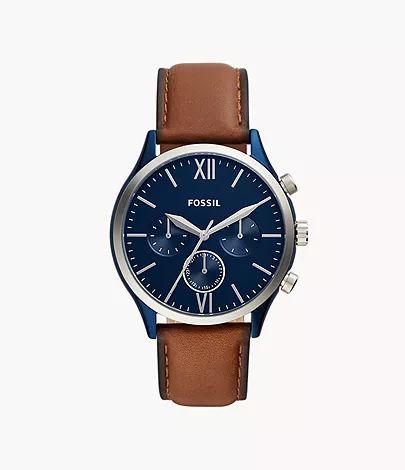 Fenmore Midsize Multifunction Luggage Leather Watch | Fossil (US)