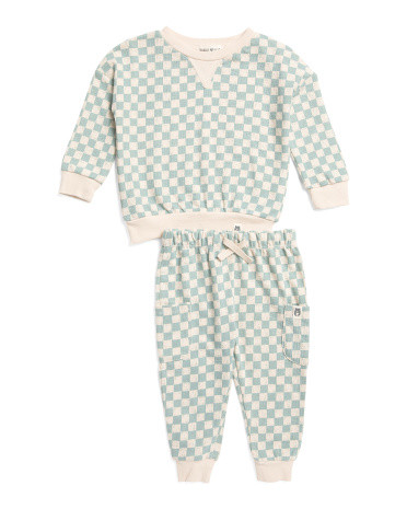 Infant Boys 2pc Checkered Sweatshirt And Pants Set | TJ Maxx